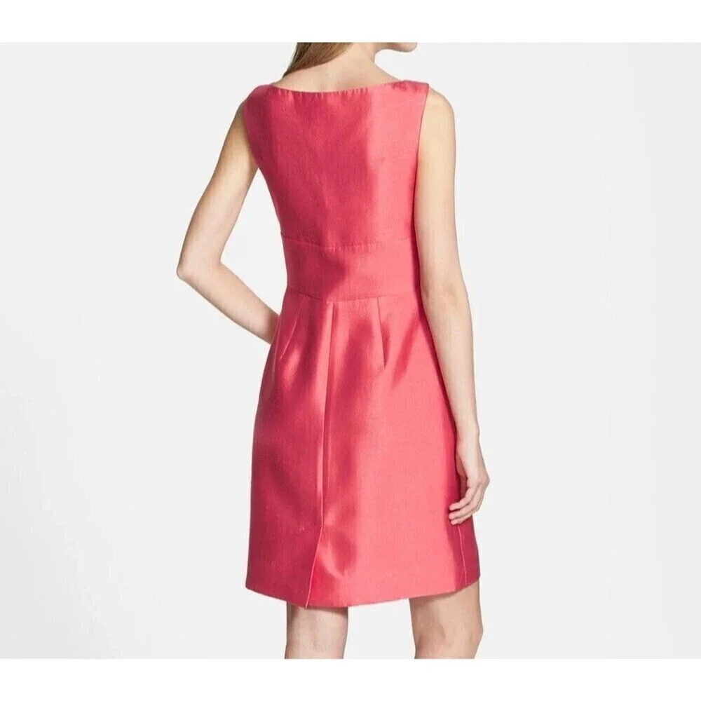 Kate Spade Mina Dress Size 8 Strawberry Silk Sleeveless Bow Waist Party Cocktail